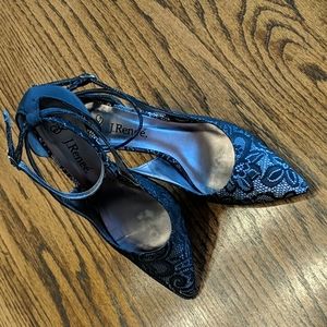 J. Renee Blue & Black Lace Overlay Heels 6.5